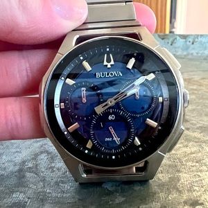 Men’s Bulova Curved Ble Wrist Watch (model #96A205)
